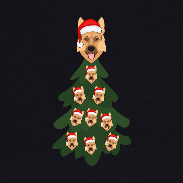 Santa German Shepherd Christmas Tree by Seasonal Dogs